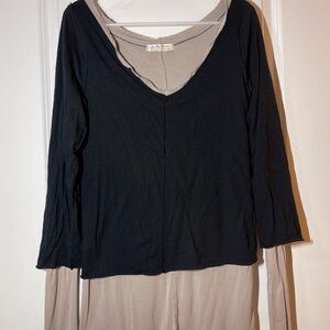 We The Free Two-Tone Black and Tan Blouse